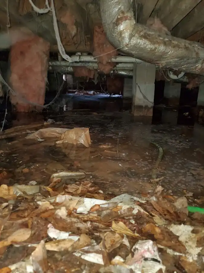 Crawl space flood assessment for Commercial Water Damage Restoration in New Boston